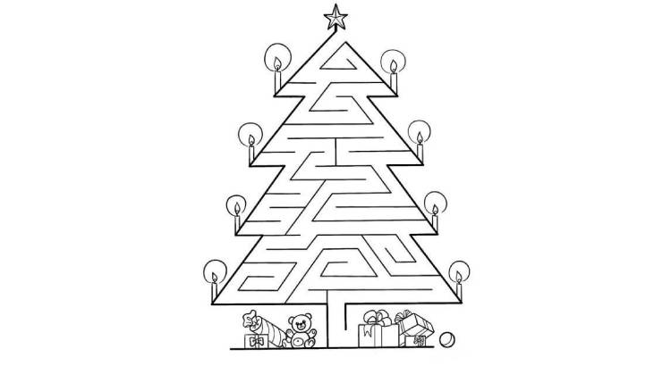 Новогодний Лабиринт-Раскраска Ёлочка